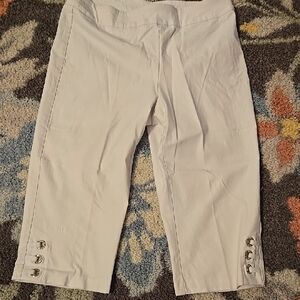 Tribal White Capris with Silver Accents